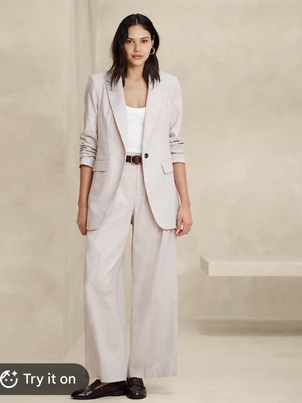 BANANA REPUBLIC FACTORY LINEN-BLEND LONG AND LEAN BLAZER sz 8 gently used